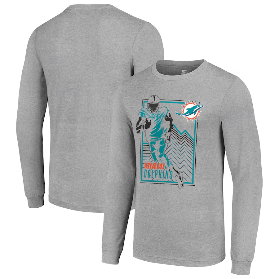 Men Miami Dolphins grey 2024 NFL Long sleeve T Shirts->nfl t-shirts->Sports Accessory